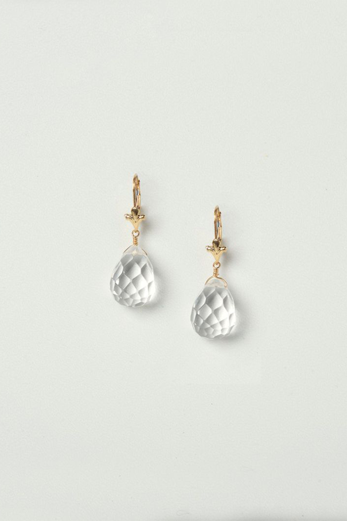 Charlotte Penman Gold Quartz Fleur Gem Drop Earrings