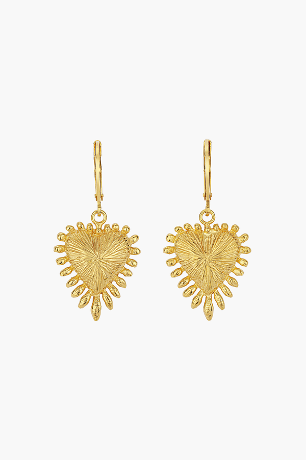 Zoe & Morgan 22k Gold Plate Heart Rays Earrings