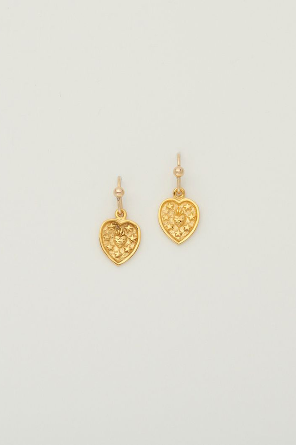 Charlotte Penman Gold Sacred Heart Earrings