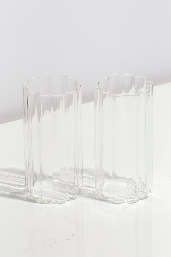 Fazeek Clear Wave Highball Glass | Set Of 2