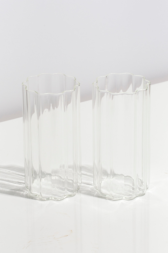 Fazeek Clear Wave Highball Glass | Set Of 2