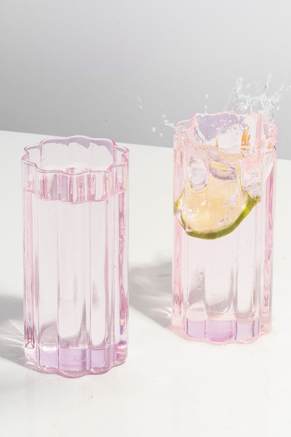 Fazeek Pink Wave Highball Glass | Set Of 2