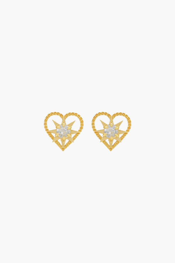 Zoe & Morgan 22k Gold Plate With White Zircon Kind Heart Earrings