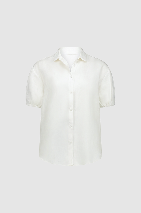 Caitlin Crisp White Linen Mellow Puff Shirt