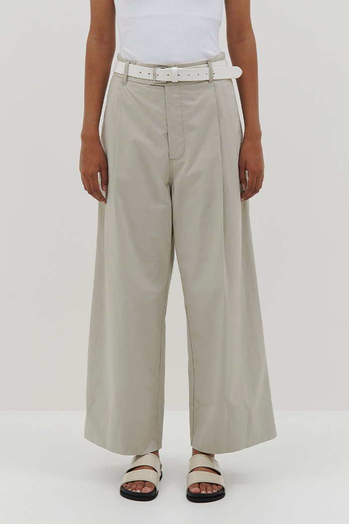 Bassike Agate Grey Relaxed Pleat Front Pant