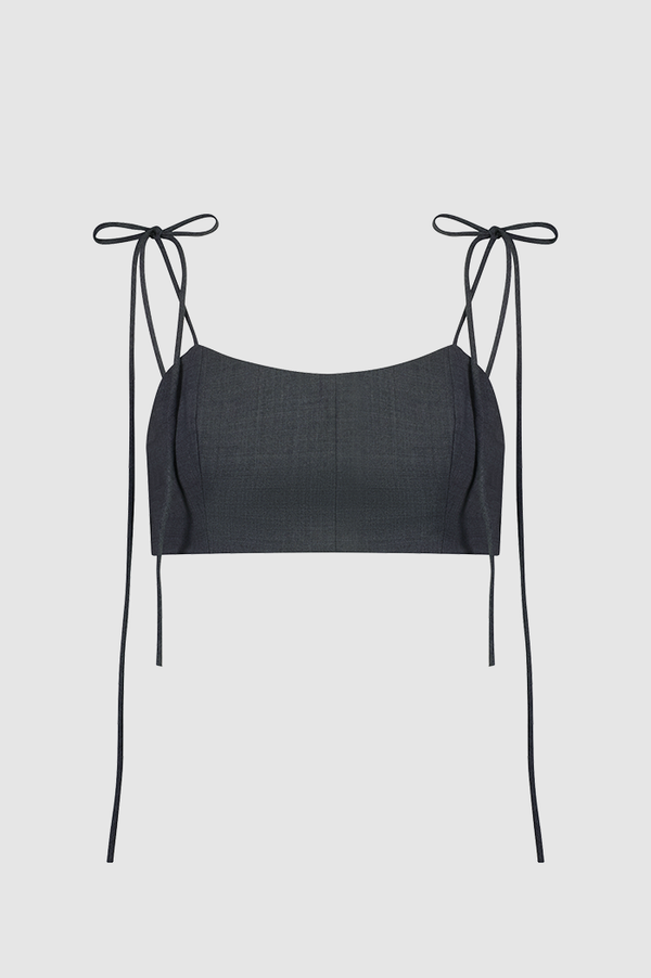 Caitlin Crisp Grey Wool Archie Top