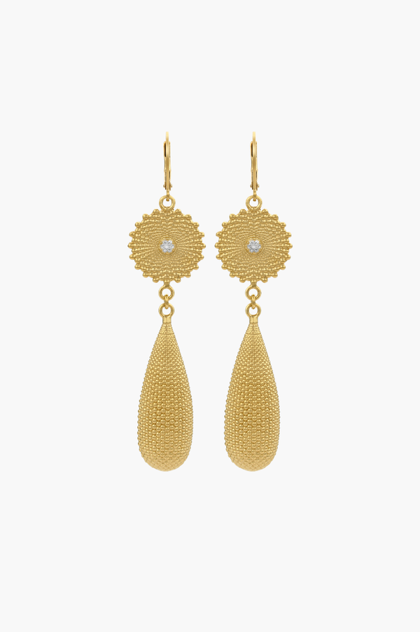 Zoe & Morgan 22k Gold Plate with White Zircon Sunshine Earrings