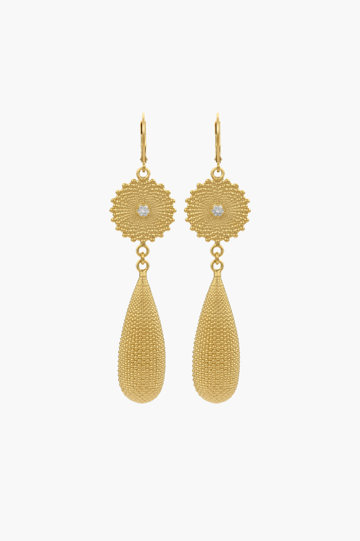 Zoe & Morgan 22k Gold Plate with White Zircon Sunshine Earrings