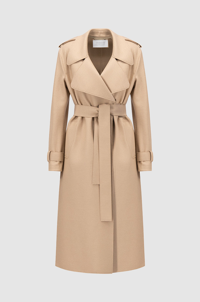 Harris Wharf Sand Scuba Double Vent Trench Coat